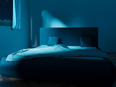 Abgedunkeltes Schlafzimmer